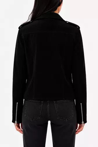 Women's black genuine suede leather biker jacket