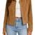 Women's tan genuine suede leather shirt jacket