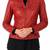 Women's red lambskin slim fit biker leather jacket