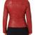 Women's red lambskin slim fit biker leather jacket