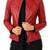 Women's red lambskin slim fit biker leather jacket