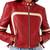 Women's red lambskin cafe racer leather biker jacket