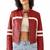 Women's red lambskin cafe racer leather biker jacket