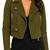 Women's olive green lambskin leather biker jacket
