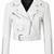 Women's white lambskin leather moto jacket