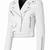Women's white lambskin leather moto jacket