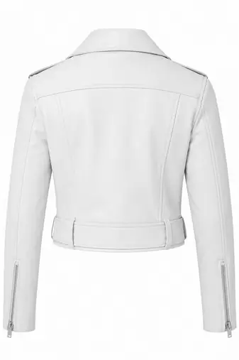 Women's white lambskin leather moto jacket