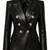 Women's black double breasted leather blazer coat jacket