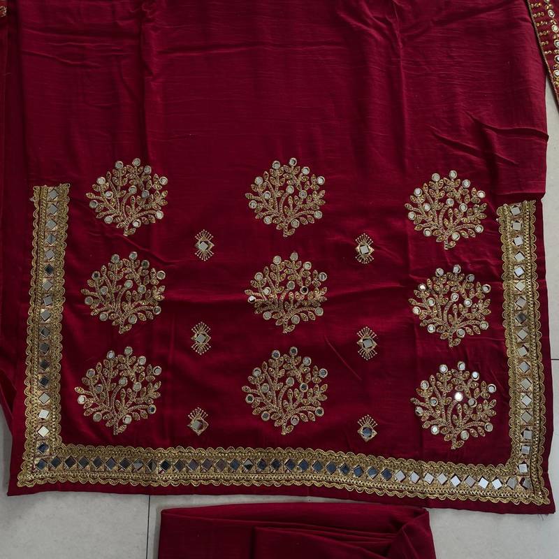 MAROON SILK BLEND PATIYALA SALWAR SUIT COLLECTION SEMI STTICHED MATERIAL