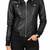 Women's black lambskin bomber biker leather jacket