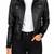 Women's black lambskin bomber biker leather jacket