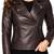 Women's dark brown moto leather jacket genuine lambskin jacket