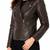 Women's dark brown moto leather jacket genuine lambskin jacket