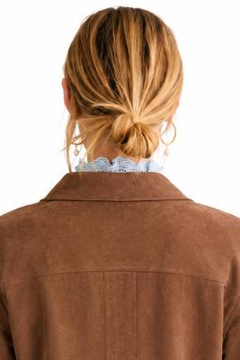 Women's brown genuine soft suede casual blazer jacket 2