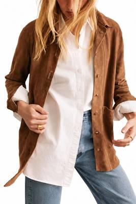 Women's brown genuine soft suede casual blazer jacket 3