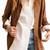 Women's brown genuine soft suede casual blazer jacket