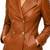 Women's tan lambskin double breasted leather blazer jacket