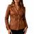 Women's tan lambskin double breasted leather blazer jacket
