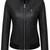 Women's black real genuine cafe racer leather jacket