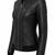 Women's black real genuine cafe racer leather jacket