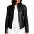 Women's black lambskin minimalist biker leather jacket