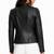 Women's black lambskin minimalist biker leather jacket