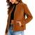 Women's tan soft genuine suede zipper biker jacket