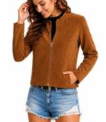 Women's tan soft genuine suede zipper biker jacket