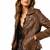 Women's genuine brown lambskin classic biker jacket