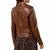Women's genuine brown lambskin classic biker jacket