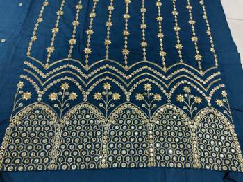 TEAL BLUE SILK BLEND PATIYALA SALWAR SUIT COLLECTION SEMI STTICHED MATERIAL 5
