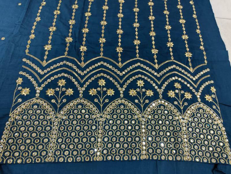 TEAL BLUE SILK BLEND PATIYALA SALWAR SUIT COLLECTION SEMI STTICHED MATERIAL