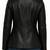 Women's black button genuine leather biker coat jacket