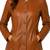 Women's cognac brown lambskin button leather coat jacket