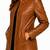 Women's cognac brown lambskin button leather coat jacket