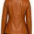 Women's cognac brown lambskin button leather coat jacket