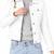 Women's white real lambskin leather trucker jacket