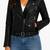Women's black real lambskin belted biker leather jacket