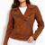 Women's brown genuine lambskin suede moto jacket