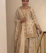 Off White Color  Embroidery And Sequence Work  Silk Blend Salwar Suit