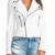 Women's white real lambskin cropped moto leather jacket