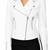 Women's white belted biker leather jacket real genuine lambskin