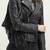 Women's real lambskin black fringe biker leather jacket