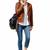 Women's brown classic real genuine lambskin leather biker jacket