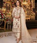 WHITE CHIFFON SALWAR SUIT COLLECTION SEMI STTICHED MATERIAL