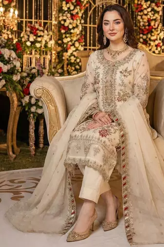 WHITE CHIFFON SALWAR SUIT COLLECTION SEMI STTICHED MATERIAL