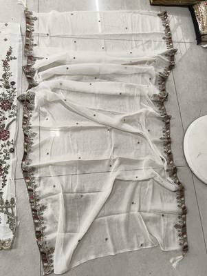 WHITE CHIFFON SALWAR SUIT COLLECTION SEMI STTICHED MATERIAL 5