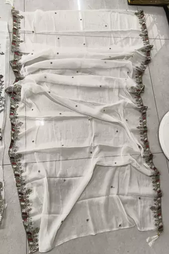 WHITE CHIFFON SALWAR SUIT COLLECTION SEMI STTICHED MATERIAL
