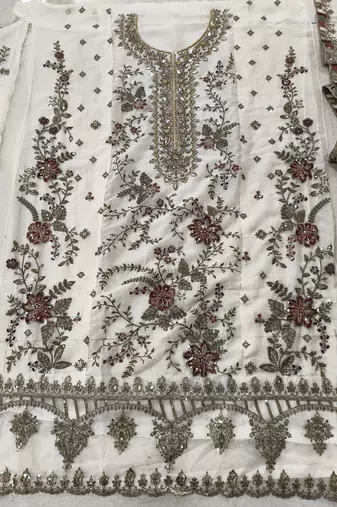 WHITE CHIFFON SALWAR SUIT COLLECTION SEMI STTICHED MATERIAL