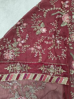 MAROON CHIFFON SALWAR SUIT COLLECTION SEMI STTICHED MATERIAL 5